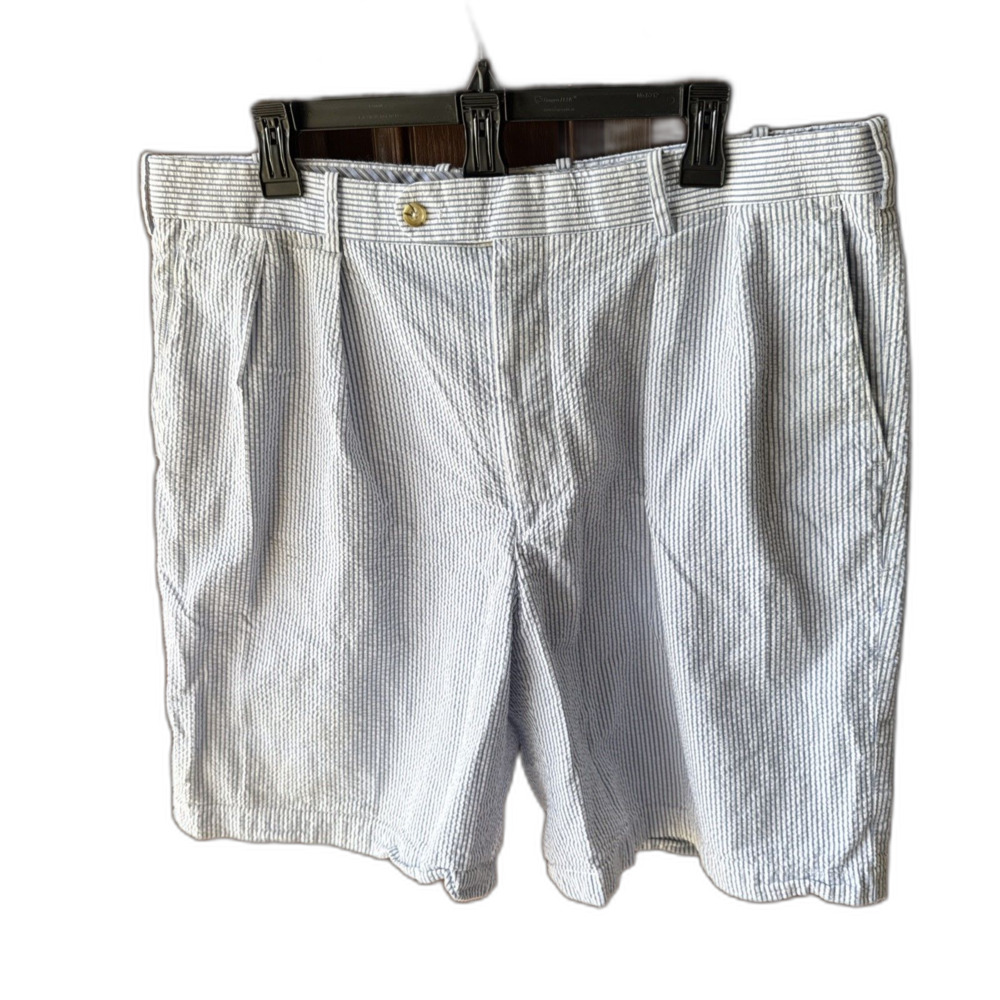 Peter Millar Featherweight Shorts Mens 38 Seersucker Blue Striped Golf Outdoor